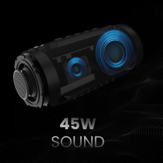 HiFuture Gravity Black, 2-Way Speaker System, 30W*1+15W*1, IPX7 Waterproof, Up to 10 Hours Playtime, Bluetooth 5.3, Pair to Play (TWS Mode)