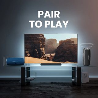 HiFuture Gravity Black, 2-Way Speaker System, 30W*1+15W*1, IPX7 Waterproof, Up to 10 Hours Playtime, Bluetooth 5.3, Pair to Play (TWS Mode)