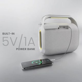 HiFuture MusicBox200 Silver, 100W Output, Karaoke Enable, Two Wireless Microphone, 12000mAh Battery (Support Power Bank), RGB Lighting, Pair to Play (TWS Mode), Bluetooth 5.3