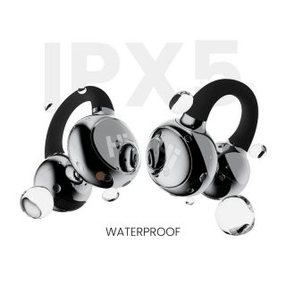 HiFuture FlexClip Black, Open Ear Comfort, Bluetooth 5.4, 4 Mics ENC Calling System, Playtime up to 30 Hours, IPX5 Waterproof, 12mm Driver Bass Boost
