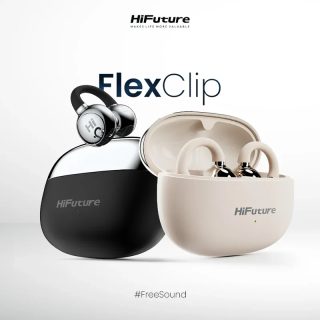 HiFuture FlexClip Champagne Gold, Open Ear Comfort, Bluetooth 5.4, 4 Mics ENC Calling System, Playtime up to 30 Hours, IPX5 Waterproof, 12mm Driver Bass Boost