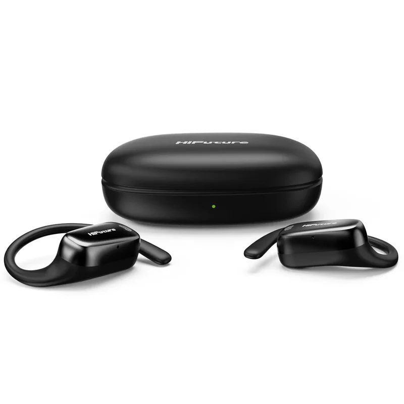 HiFuture Sonify Black, Open Ear Comfort, Bluetooth 5.4, 4 Mics ENC Calling System, Playtime up to 20 Hours, IPX5 Waterproof, 15mm Driver Bass Boost