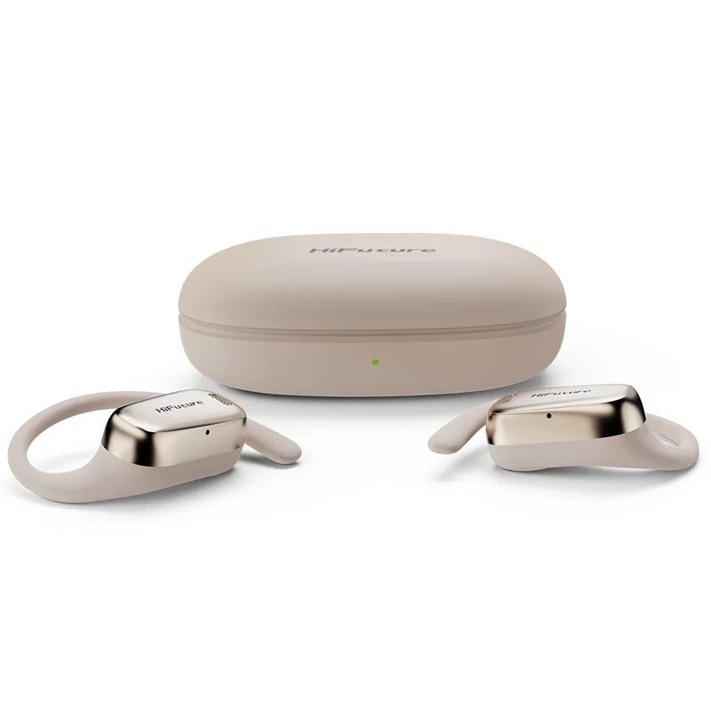 HiFuture Sonify Champagne Gold, Open Ear Comfort, Bluetooth 5.4, 4 Mics ENC Calling System, Playtime up to 20 Hours, IPX5 Waterproof, 15mm Driver Bass Boost