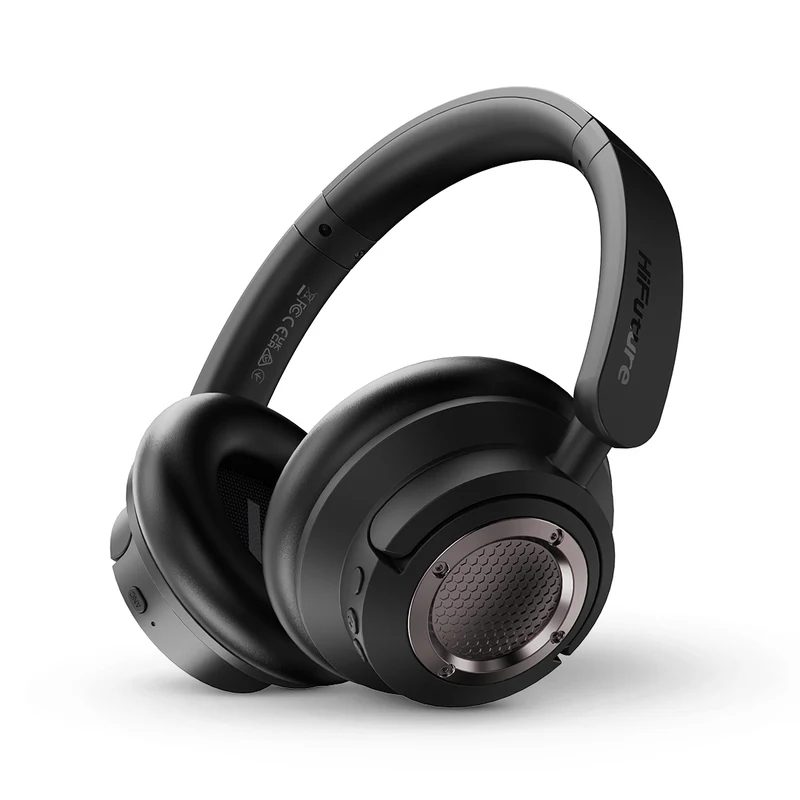 HiFuture FutureTour X Black, Hybrid Active Noise Canceling, 35-Hour Playtime, Memory Protein Foam Cover, AI Enhanced Crystal-Clear Call, Wireless 5.4, AUX Cable