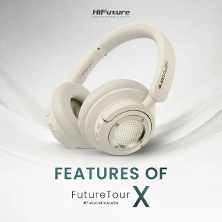 HiFuture FutureTour X Champagne Gold, хибридно активно шумопотискане, 35 часа възпроизвеждане, мемори пяна, AI за ясни разговори, Wireless 5.4, AUX кабел