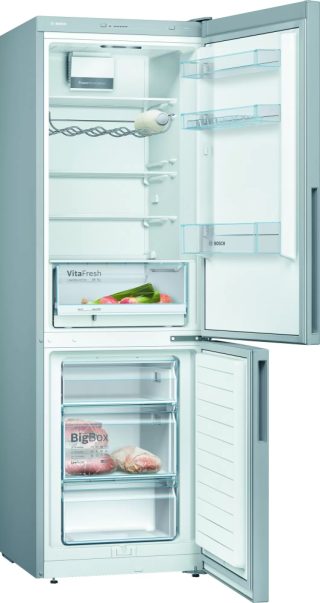 Bosch KGV36VLEAS SER2 FS Хладилник с фризер LowFrost, E, 186/60/65 см, 308л (214+94), 39dB, VitaFresh, вентилатор, инокс