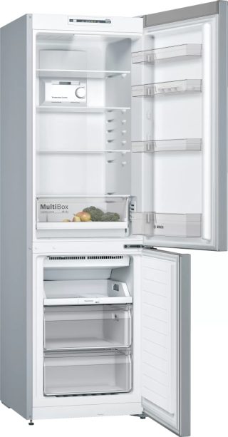 Bosch KGN36NLEA SER2 FS хладилник с фризер NoFrost, E, 186/60/66cm, 302l(215+87), 42dB, MultiBox, Inox-look