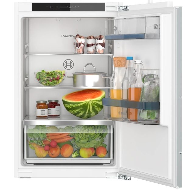 Bosch KIR21VFE0 SER4 Вграден хладилник, F, 87.4 x 54.1 x 54.8 см, 136 л, 35 dB, MultiBox XXL, EcoAirflow, LED осветление, SuperCooling, Енергиен клас E