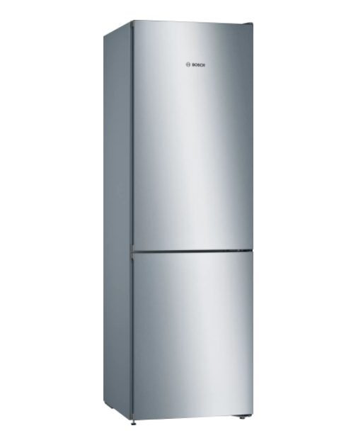 Bosch KHC50VLED, SER4, FS хладилник с фризер NoFrost, E, 186/60/66cm, 326л (237+89), 39dB(C) и контролиран климат, VitaFresh, Inox-вид