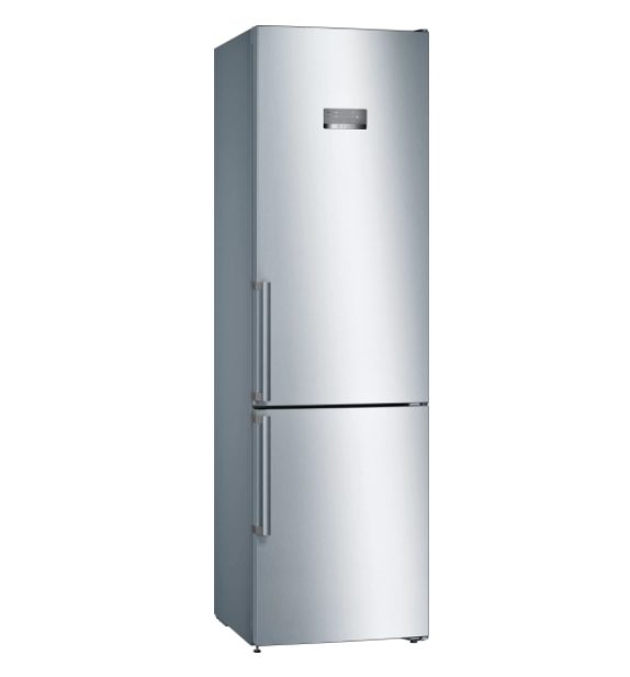 Bosch KGH922LEQ SER4 Вградим хладилник с фризер със система NoFrost, енергиен клас E, 203/60/66 cm, 368 L (279 + 89), 39 dB(A), с VitaFresh, бутилкова стойка, дръжки, неръждаема стомана, дисплей