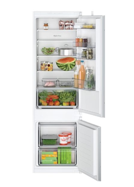 Хладилник с фризер Bosch KIV87NSE0 SER2 BI, LowFrost, E, 177,2 x 54,1 cm, 270 л (200+70), 35 dB, Eco Airflow, BigBox, плъзгаща панта
