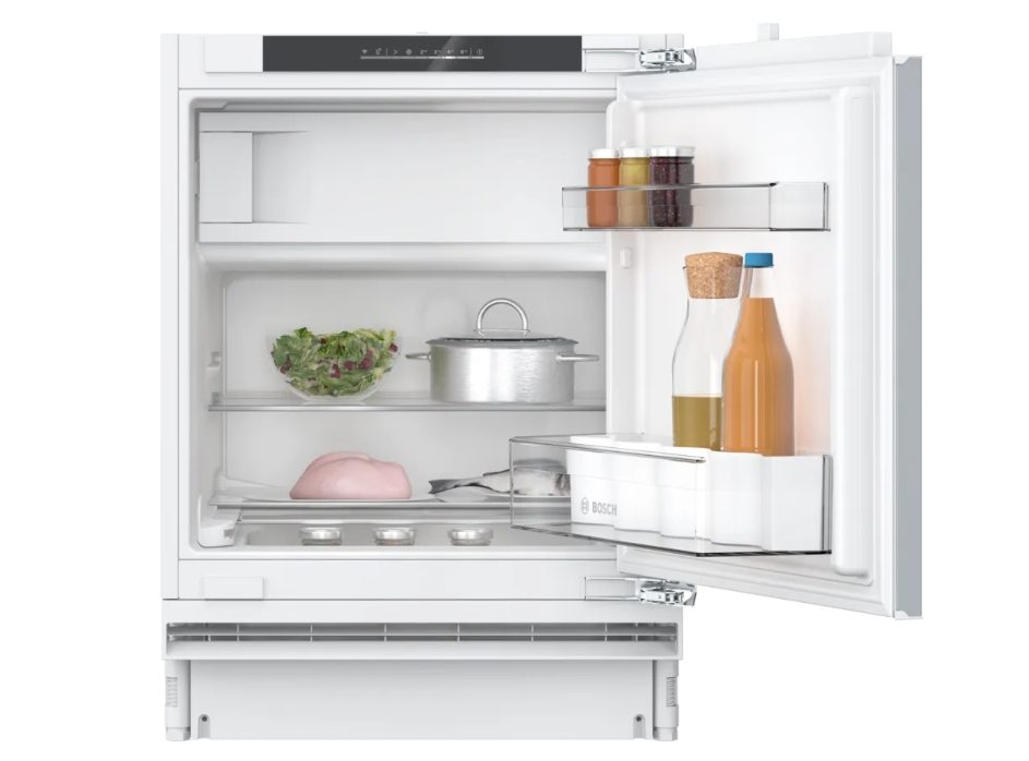 Bosch KUL22VFD0 вграждаем хладилник с фризер, SERVER D, 82 x 60 cm, 93 l (76+17), 35 dB(B), SuperCooling, EcoMode, плоска панта