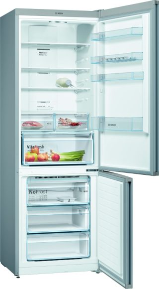 Bosch KGN49XLEA SER4; Comfort; Free-standing fridge-freezer NoFrost, E, 203/70/67cm, 435l(330+105), 40dB, VitaFresh, Inox-look, display