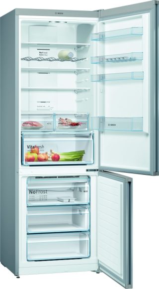 Bosch KGN49XIEA SER4; Comfort; Свободностоящ хладилник с фризер NoFrost, E, 203/70/435cm, 435л (330+105), 40dB, VitaFresh, врати Inox EasyClean, дисплей