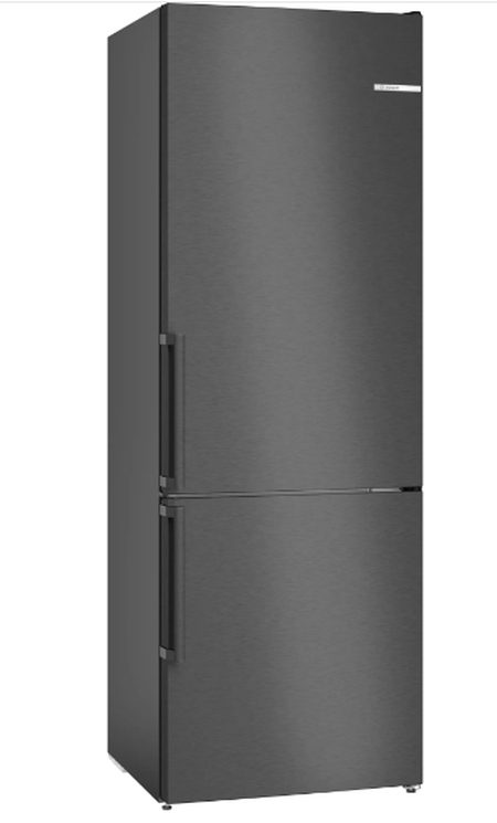 Bosch KGN49VXDT, SER4, FS хладилник с фризер NoFrost, D, 203/70/67см, 440л (311+129), 35dB(B), IC, VitaFresh XXL, 0° чекмедже, Гланцова задна стена с Multi Airflow, Intelligent Inverter Technology, дръжки, Черен Inox Antifingerprint