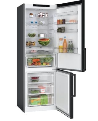Bosch KGN49VXDT, SER4, FS хладилник с фризер NoFrost, D, 203/70/67см, 440л (311+129), 35dB(B), IC, VitaFresh XXL, 0° чекмедже, Гланцова задна стена с Multi Airflow, Intelligent Inverter Technology, дръжки, Черен Inox Antifingerprint