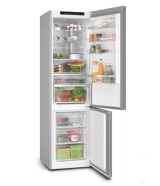 Bosch KGN39LBCF, SER6, FS хладилник с фризер NoFrost, C, 203/60/66cm, 363l(260+103), 35dB(B), VitaFresh XXL, 0° чекмедже, Metal Backwall with Multi Airflow, Flex Interior, Intelligent Inverter Technology, Black ColorGlass, HC ready
