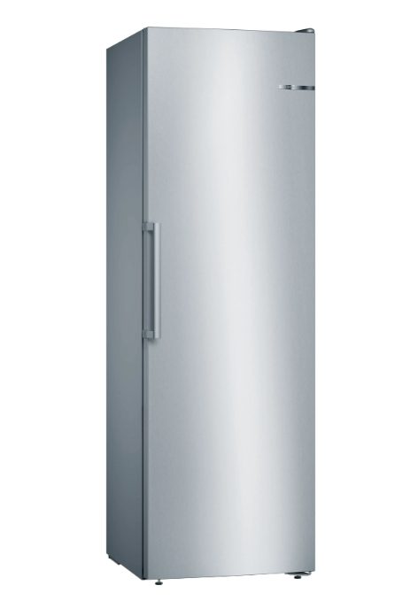 Фризер, Bosch GSN36VIEP SER 4, свободностоящ, NoFrost, E, 186/60/65 см, 242 л, 39 dB(A), IceTwister, VarioZone, BigBox, 4 чекмеджета, дръжка, неръждаема стомана със защита срещу пръстови отпечатъци