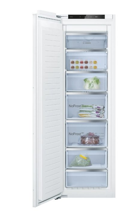 Вграден фризер Bosch GIN81VEE0, SER4, NoFrost, E, 177.2 x 55.8 см, 212 л, 35 dB(B), SuperFreeze, 5 чекмеджета (1 BigBox), плоска панта