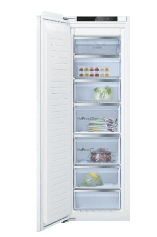 Вграден фризер Bosch GIN81VEE0, SER4, NoFrost, E, 177.2 x 55.8 см, 212 л, 35 dB(B), SuperFreeze, 5 чекмеджета (1 BigBox), плоска панта